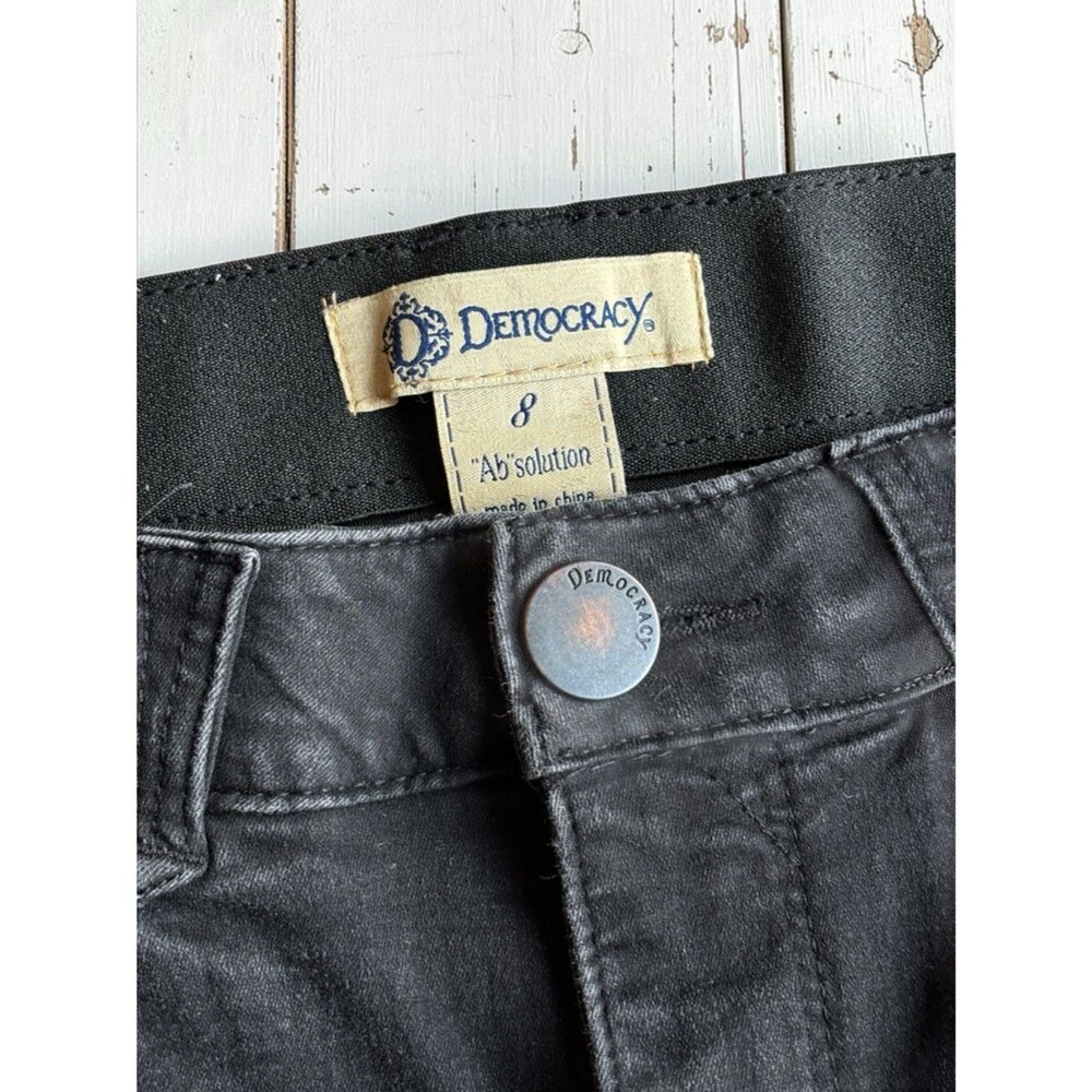 Democracy Ab Solution Black Coated Jeans Size 8 Slim Straight Stretch Mid Rise - Picture 2 of 10